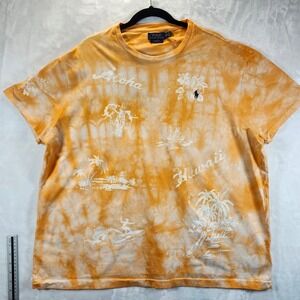Polo Ralph Lauren Aloha Hawaii Tie Dye T Shirt Men's XXL Classic Fit Orange